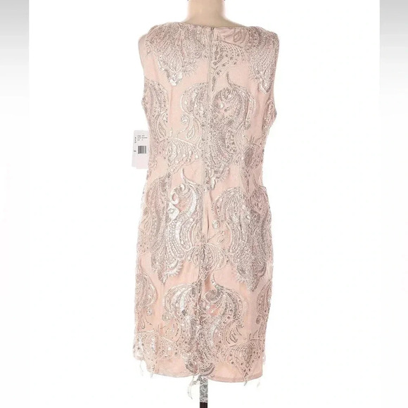 SD COLLECTION Dusty Pink Rose Sequin Lace Overlay Cocktail Dress Size 12 NWT - Picture 2 of 7